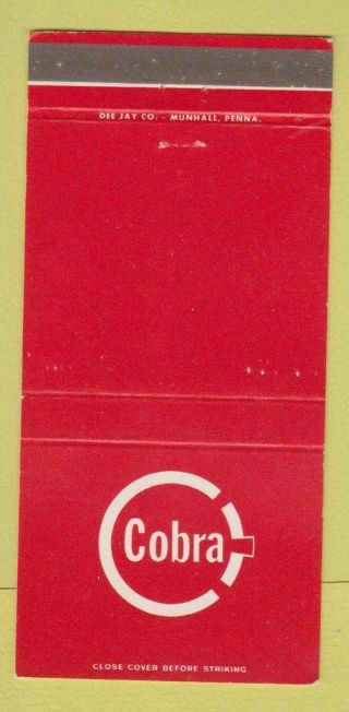 Matchbook Cover - Cobra Railroad Friction Products Wilmerding Pa 30 Strike