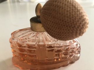 Vintage Pink Depression Era Glass Vanity Perfume Atomizer Bottle
