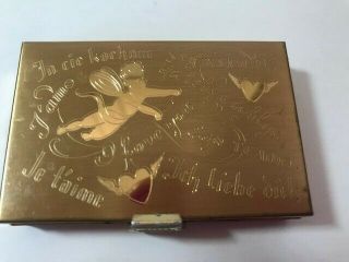 Elgin American Music Box Compact Cupid Cherub I Love You In Languages