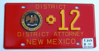 Rare Mexico District Attorney License Plate " District 12 " Nm Prosecutor
