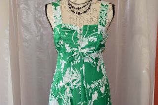 Vtg 1970s Made In Hawaii Aloha Polynesian Tiki Luau Green Maxi Sun Dress Size 14