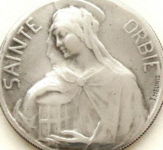 Saint Orbie & Saint Mort - Rare Antique Silver Art Medal Signed Theunis