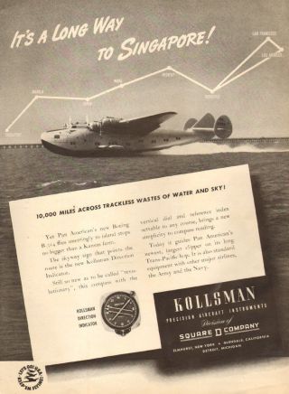1941 Vintage Ad Kollsman Aircraft Instruments,  Boeing B - 314 Clipper 071018