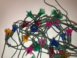 Vintage Christmas Tree Lights String 50 Plastic Flower Reflectors Multi Color