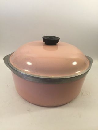 Vintage Club Aluminum Pink 8 Qt Dutch Oven Stock Bean Pot Pan With Lid.