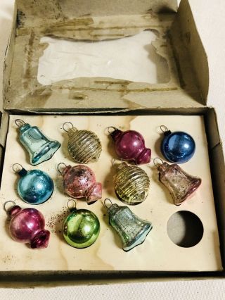 11 Miniature Vintage Shiny Brite Glass Christmas Tree Ornament 2