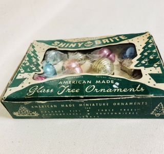 11 Miniature Vintage Shiny Brite Glass Christmas Tree Ornament 3