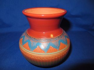 Authentic Navajo Indian Pottery Pot Vase By Cecilia Benally