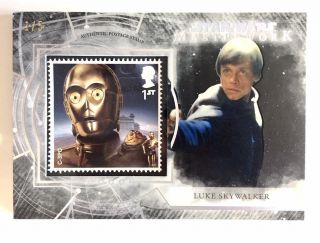 Luke Skywalker 2018 Star Wars Masterwork Black C - 3po Stamp Relic 1/5 Ssp Rare