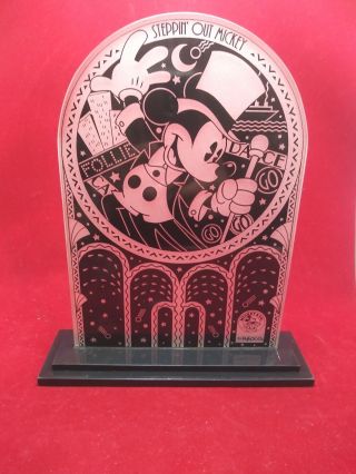 Disney Enesco Steppin Out Mickey Mickey Mouse Glass Sign