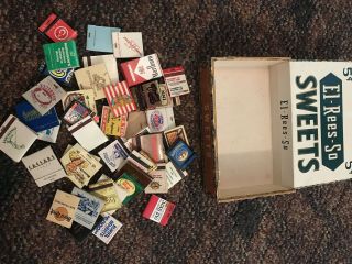 Vintage Cigar Box With Vintage Matchbooks Inside