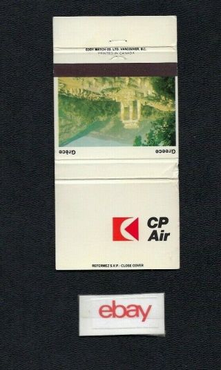 Cp Air Canadian Pacific Airways Matchbook Cover To Athens Greece