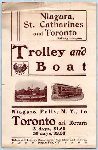Niagara St Catharines & Toronto Railway Co Trolley & Boat To Toronto Flier/sign