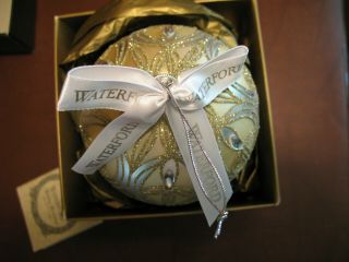 Waterford Holiday Heirlooms Ornament Ball W Box Gold Silver Mouth Blown Hand Dec