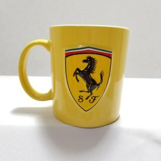 Ferrari Coffee Mug Cup Ferrari Store Exclusive Yellow Raised 3d Logo Shield