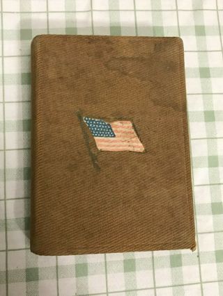 Antique Soldiers Testament Pocket Bible Flag On Cover Thomas Nelson Wwii Era