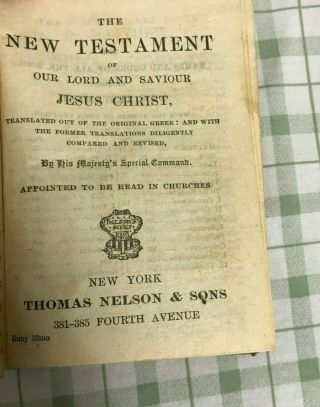 Antique Soldiers Testament Pocket Bible Flag on Cover Thomas Nelson WWII Era 3