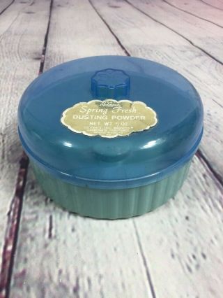 Vintage Delagar Powder Box Blue Plastic With Label - Made In Usa