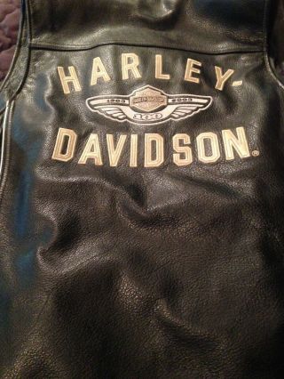 2003 Harley Davidson 100th Anniversary Vest,  Small,  Missing Snap Cover.  Good.