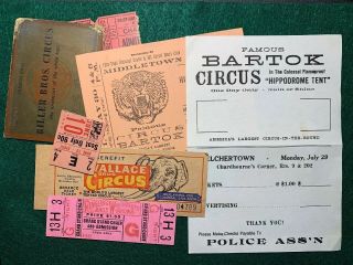 Mr 37 Ephemera Vintage Circus Tickets Lions Tigers Bartock Wallace Ringling