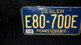 License Plate Pennsylvania Dealer E80 - 700e