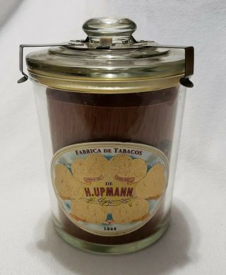 Rare Vintage H Upmann Seasoned Cigar Tobacco Glass Jar Storage Humidor
