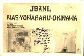 J9anl Nas,  Yonabaru,  Okinawa 1947 Vintage Ham Radio Qsl Card
