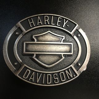 Harley - Davidson®️ Men’s Belt Buckle - Oval With Blank Bar And Shield Center