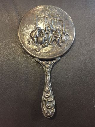 Vintage Sterling Silver Hand Held Mini Mirror Denmark