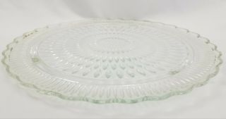 Mid - Century chrome cake saver keeper with depression glass plate Vintage 12 1/2 