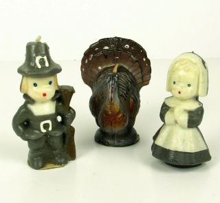 1950s Gurley Pilgrims Turkey Thanksgiving Candles Vintage Kitsch Collectibles