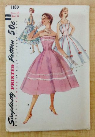Vintage 1950s 1960s Simplicity Sewing Pattern 1189 One - Piece Dress Princess B33