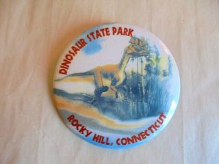 Vintage Dinosaur State Park Rocky Hill Connecticut Souvenir Pinback Button
