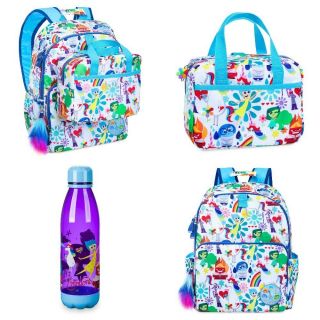 Disney Store Inside Out Backpack Lunch Tote Water Bottle School Book Bag Set Joy