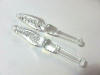 2 Vintage Clear Glass 4 " Perfume Bottle Stoppers Daubers