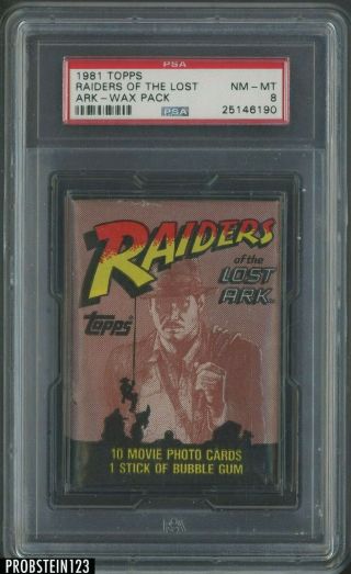 1981 Topps Raiders Of The Lost Ark Wax Pack Psa 8 Nm - Mt