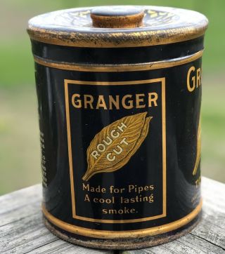 Granger Rough Cut Pipe Tobacco Tin Pointer Dog Advertising Can 6” 3