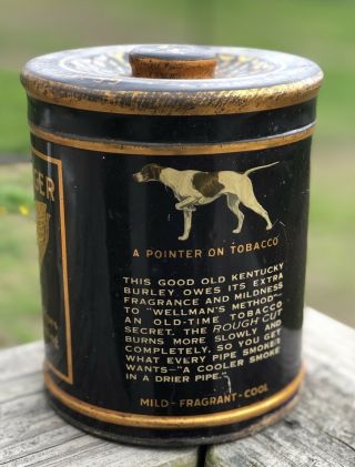 Granger Rough Cut Pipe Tobacco Tin Pointer Dog Advertising Can 6” 4