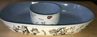 Rare Disney Store Mickey Mouse Snacktime Chip Platter & Dip Bowl Set