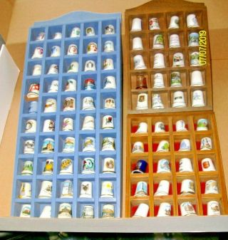 Set Of2 Wall Hanging Thimble Display Rack Complete With 90 Various Thimbles No5
