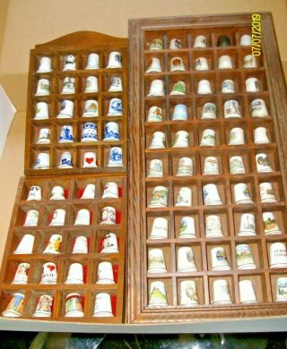 Set Of 4 Wall Hanging Thimble Display Rack Complete With 90 Various Thimbles No4