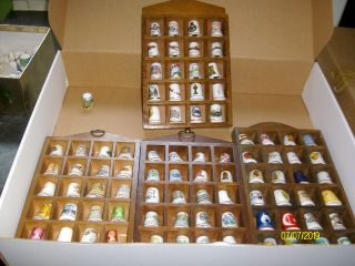 Set Of 4 Wall Hanging Thimble Display Rack Complete With 84 Various Thimbles No3