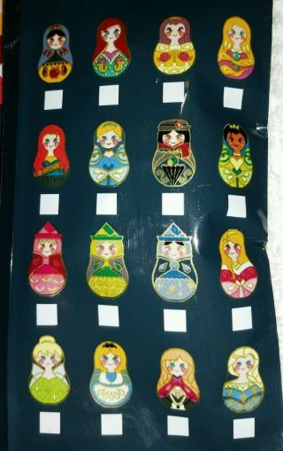 Disney Pins Princess Nesting Dolls Complete 16 Pin Set Ariel Belle Elsa Anna 4