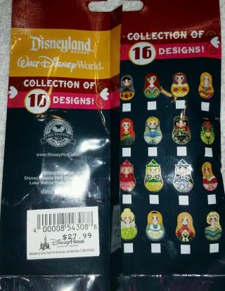 Disney Pins Princess Nesting Dolls Complete 16 Pin Set Ariel Belle Elsa Anna 5
