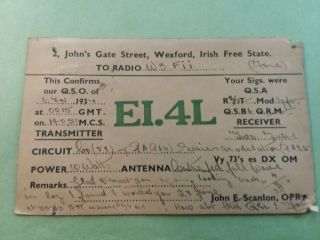 Irish State - 1937 - Qsl - Ei4l - John 