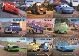 Disney Pixar Cars Movie Promo Card Set 9 Cards