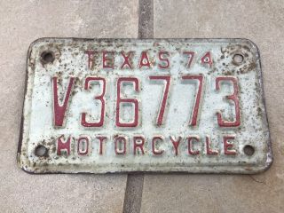 1974 Texas Motorcycle License Plate V36773
