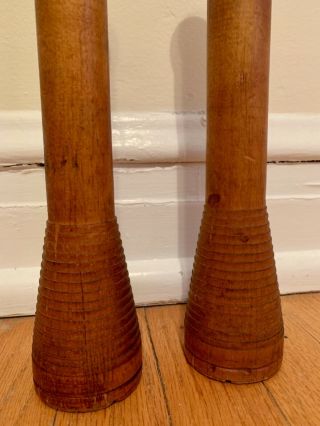 Pair 2 vintage antique wood spool hat stand arts crafts sewing shabby chic large 2