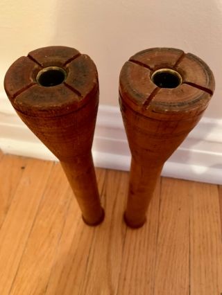 Pair 2 vintage antique wood spool hat stand arts crafts sewing shabby chic large 3