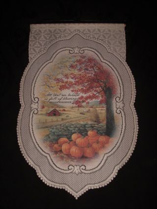 Vintage Autumn Harvest Pumpkin Cloth Wall Hanging All We Behold W.  Wordsworth